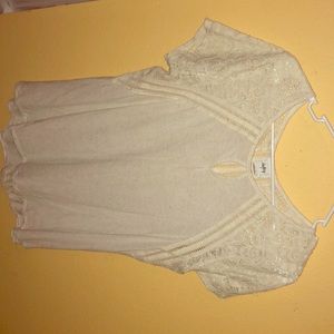 Cream lace/cotton tee.